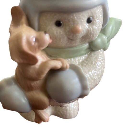 LENOX PLAYFUL SNOWMAN FIGURINE BOY‎ KNOWS KID W/ DOG. - Picture 4 of 5